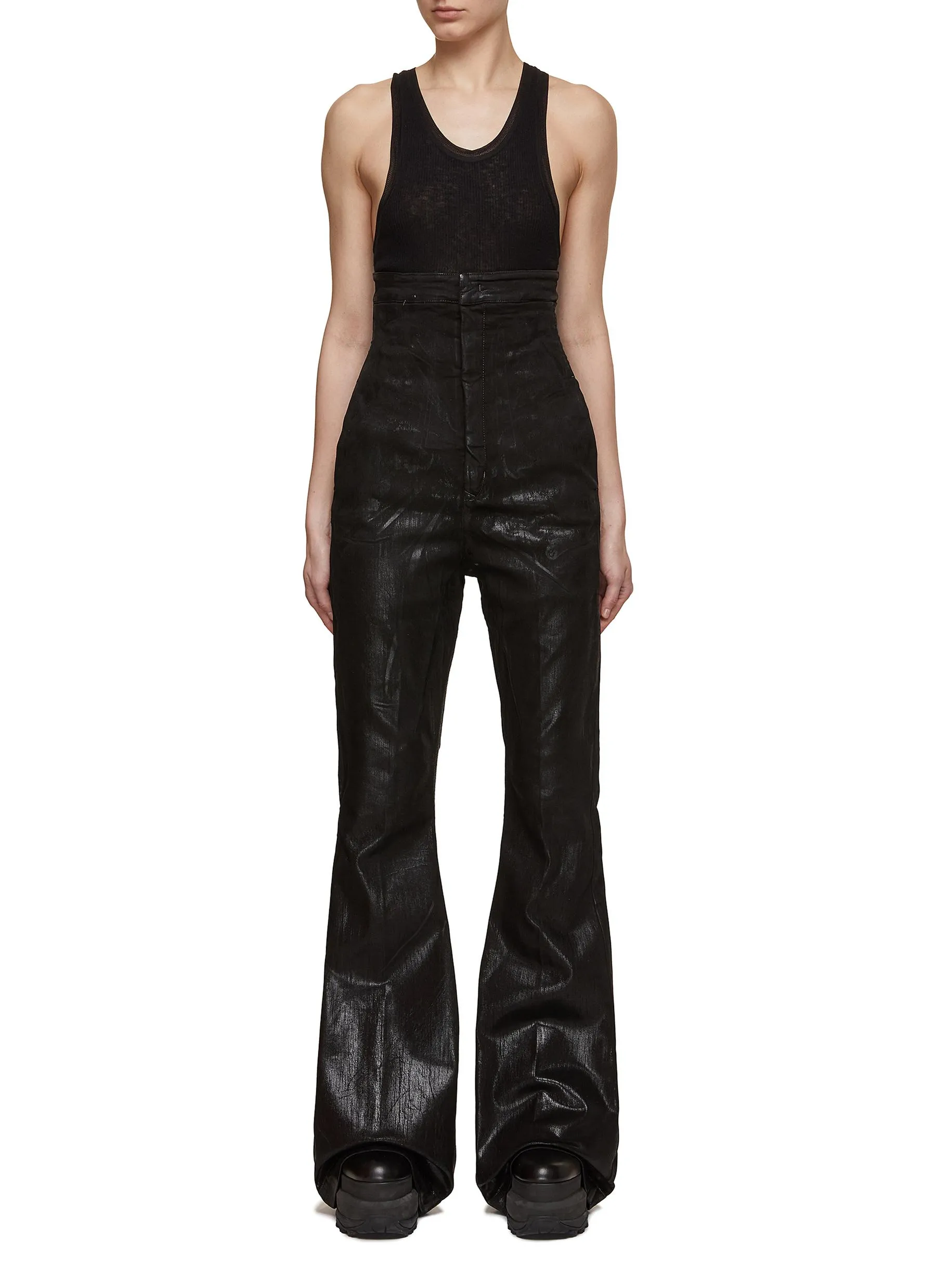 Bolan Waxed Denim Flared Jeans by RICK OWENS