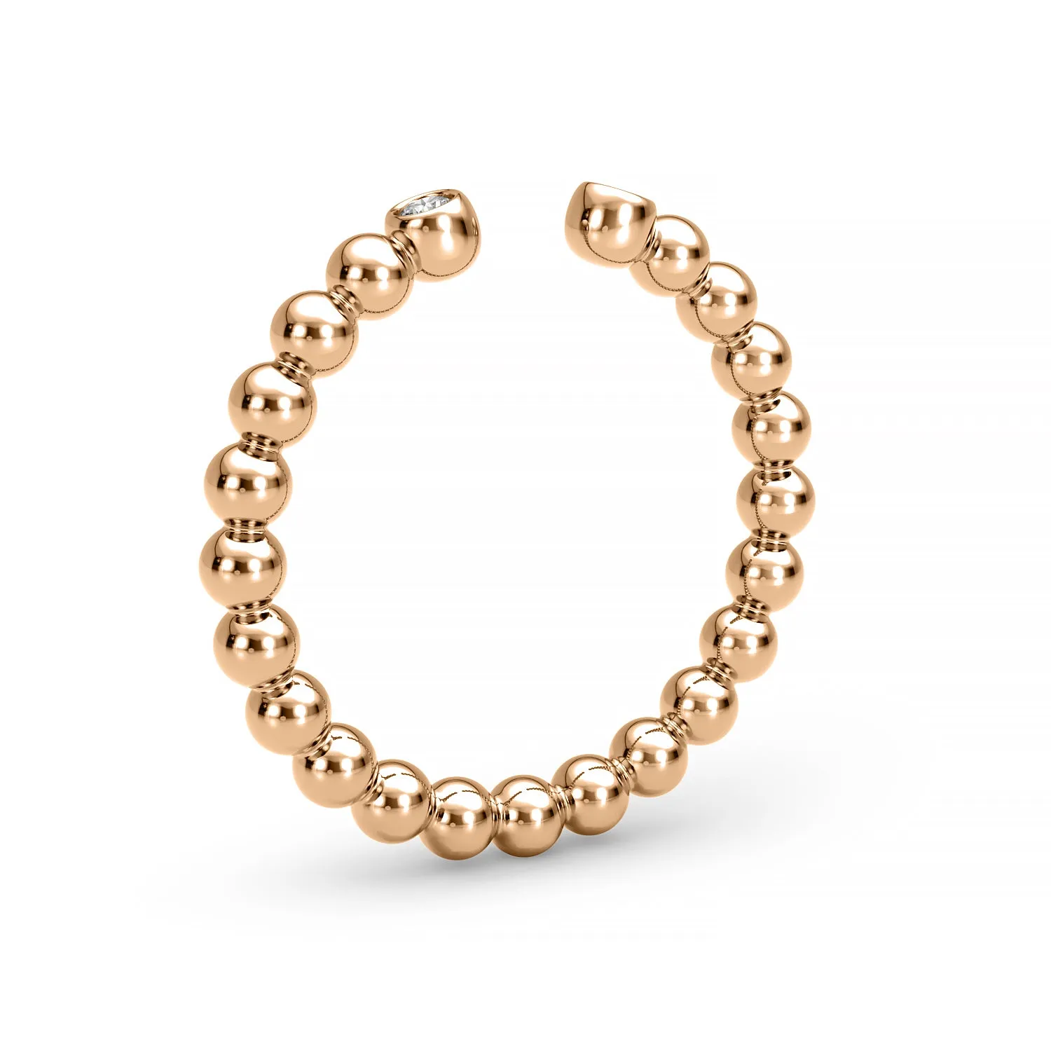 14K Gold Double Bezel Ball Ring