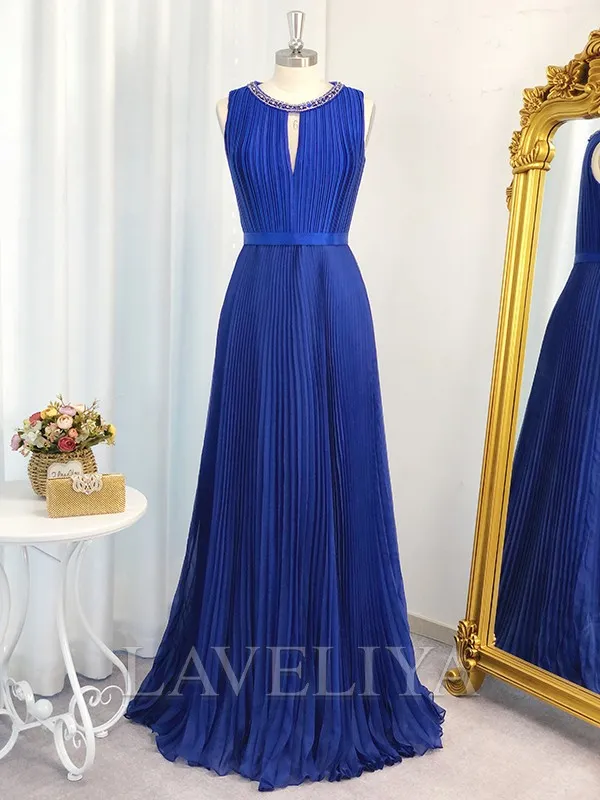 Jewel Ruffles Chiffon Dress - Floor-Length A-line - #YP230302