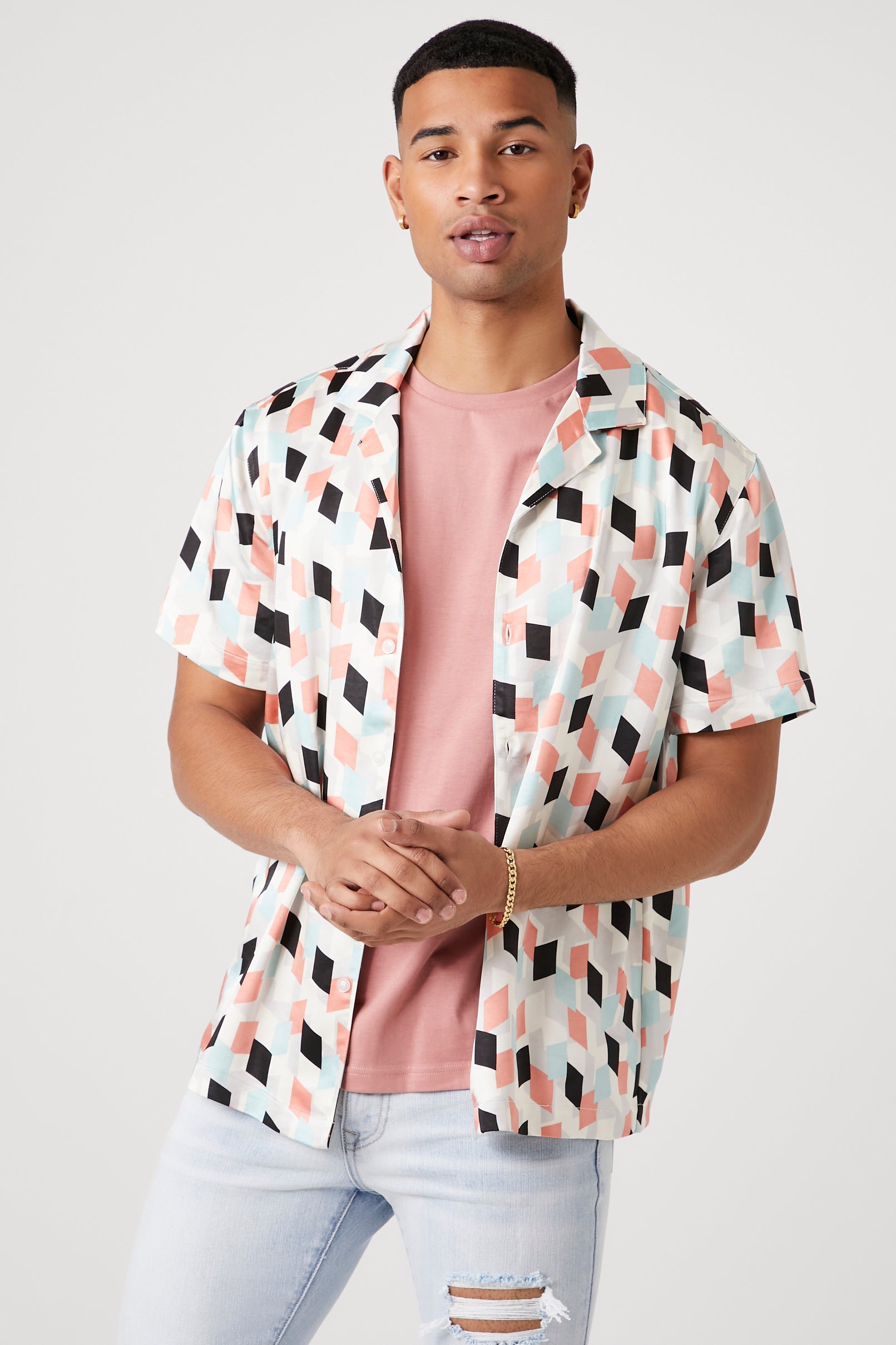 Abstract Geometric Print Top