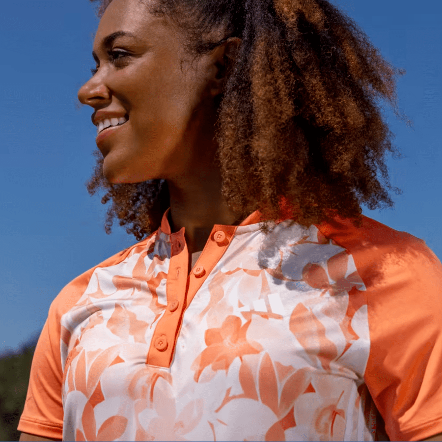 Adidas Floral Golf Polo Shirt - Orange