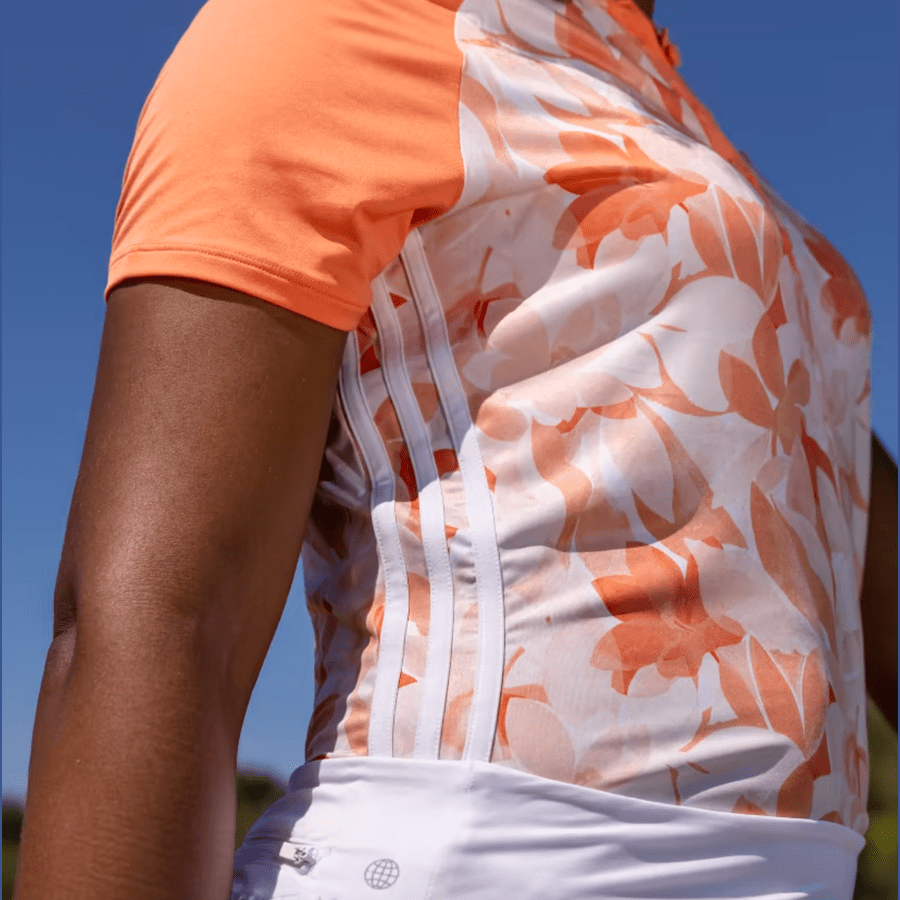 Adidas Floral Golf Polo Shirt - Orange