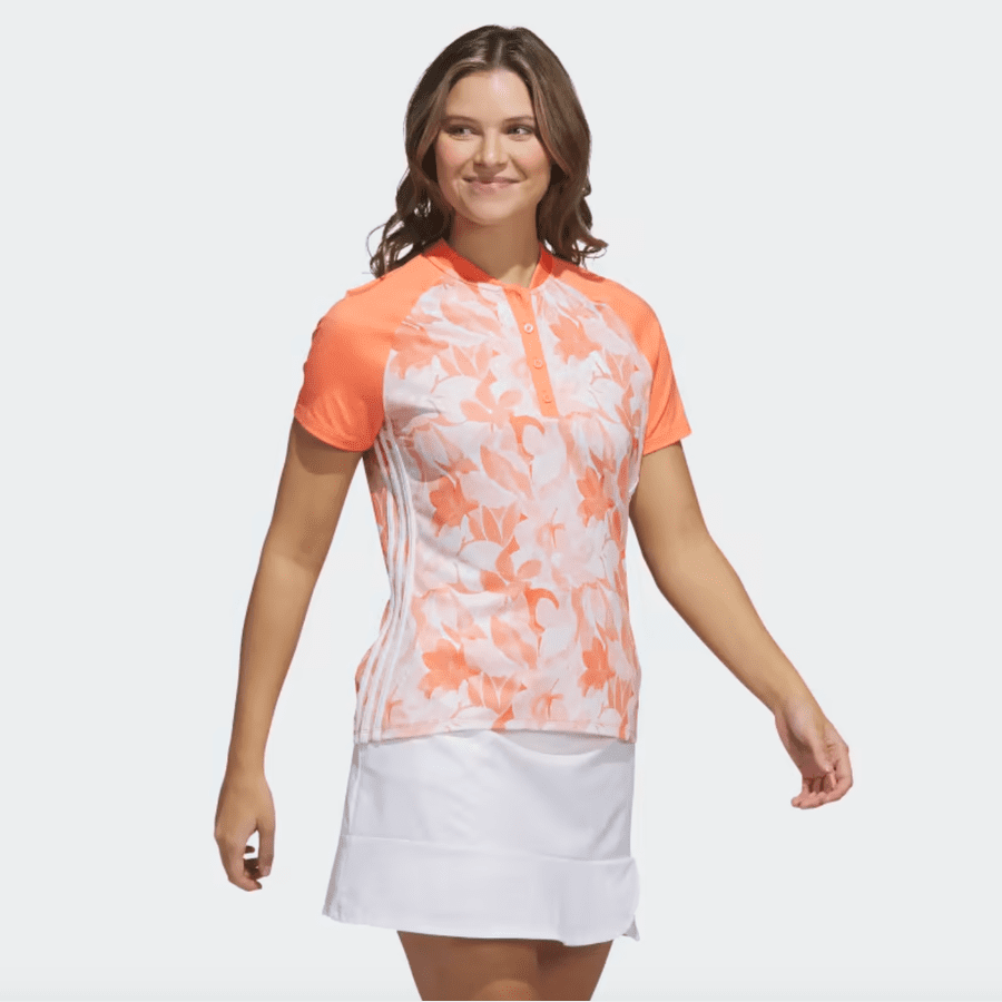 Adidas Floral Golf Polo Shirt - Orange