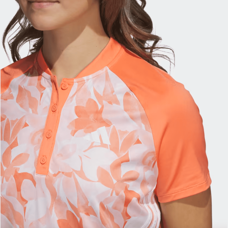 Adidas Floral Golf Polo Shirt - Orange