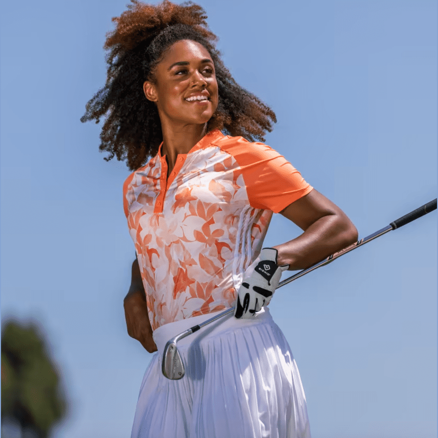 Adidas Floral Golf Polo Shirt - Orange