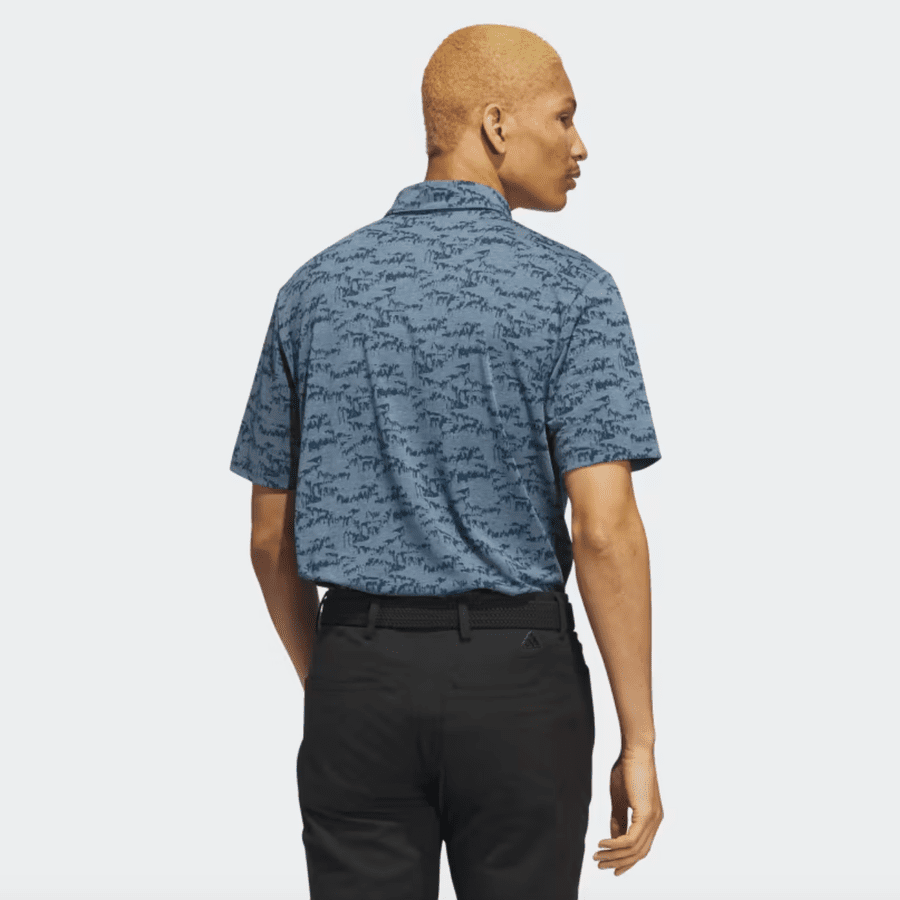 Adidas Go-To Blue Printed Golf Polo Shirt.