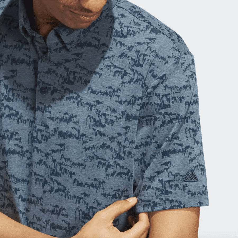 Adidas Go-To Blue Printed Golf Polo Shirt.