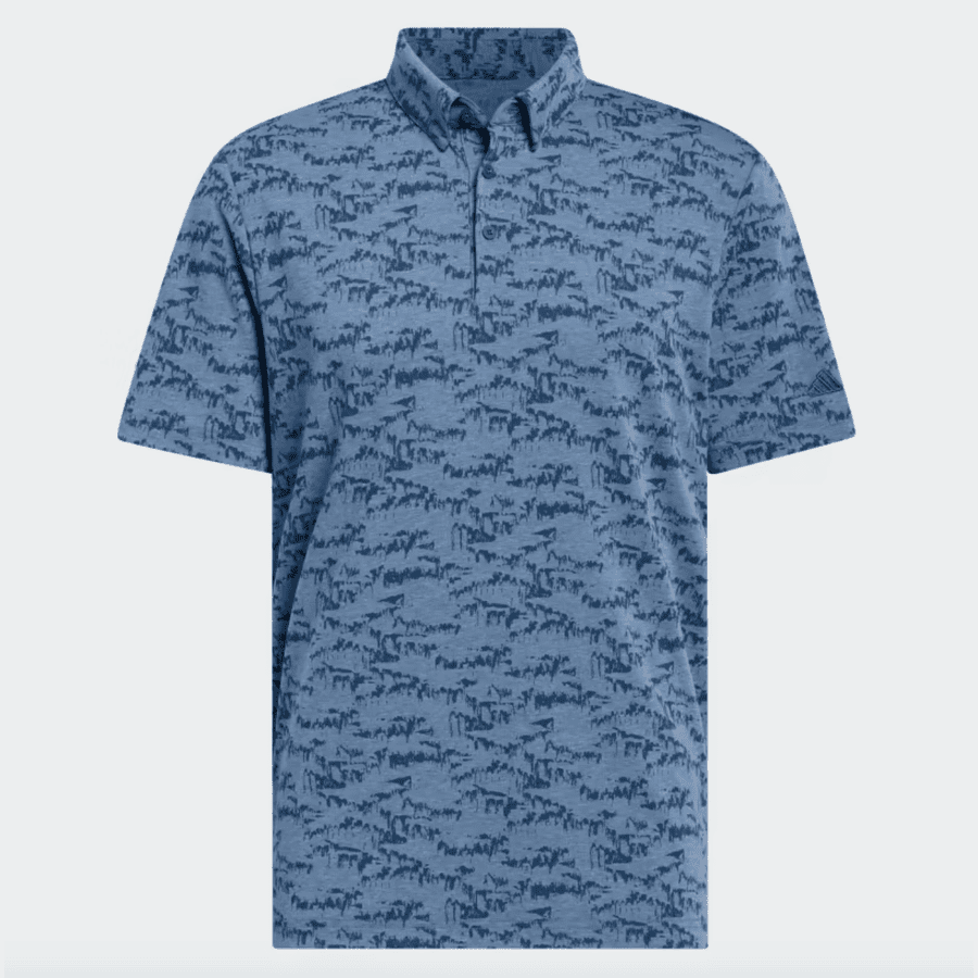 Adidas Go-To Blue Printed Golf Polo Shirt.