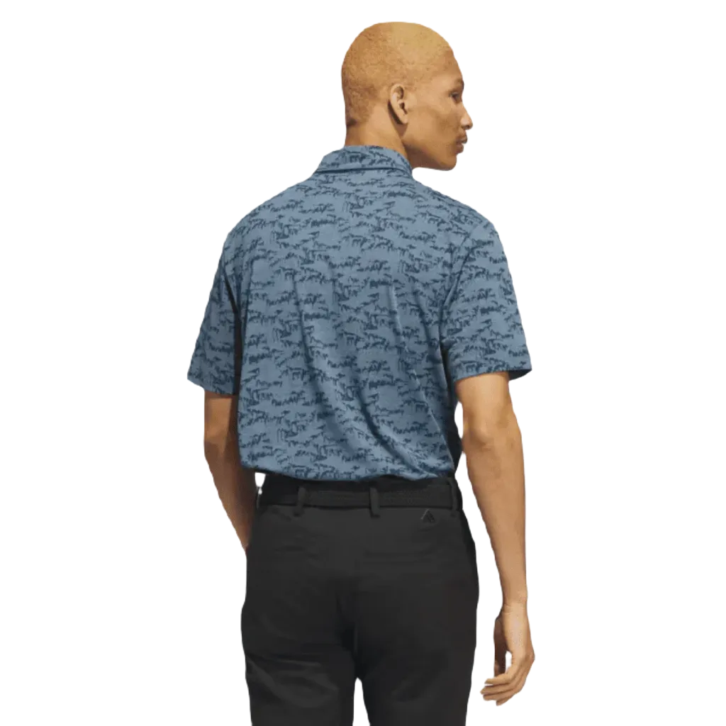 Blue Adidas Go-To Printed Golf Polo Shirt