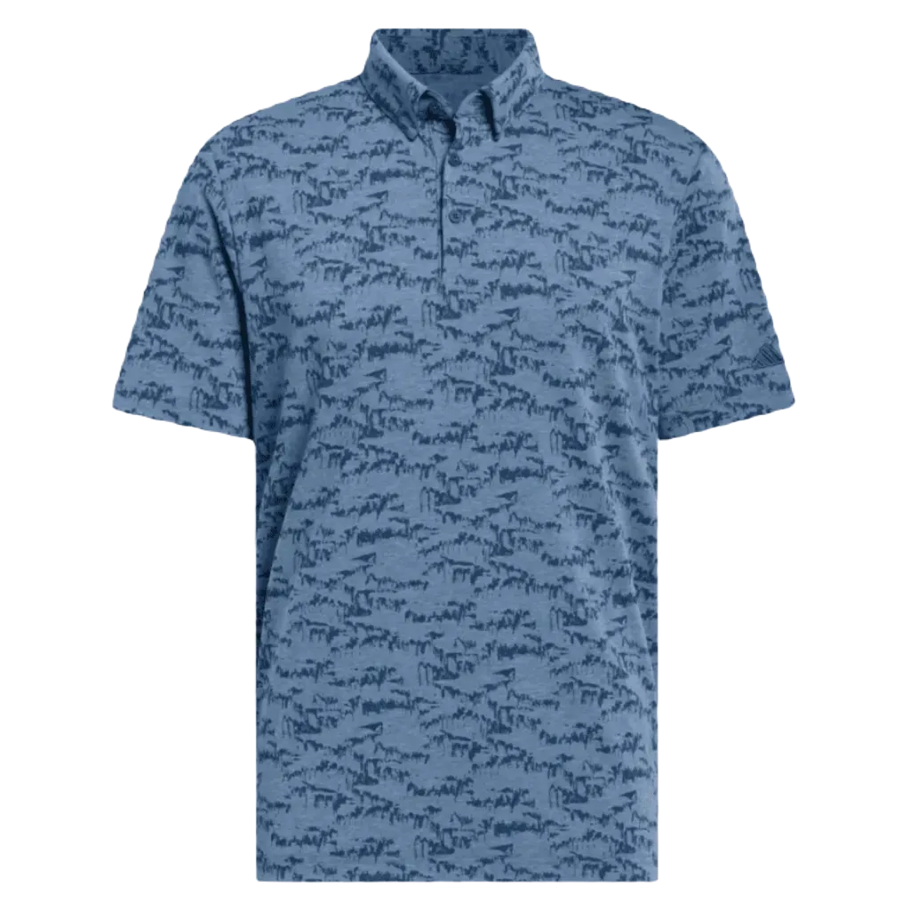 Blue Adidas Go-To Printed Golf Polo Shirt