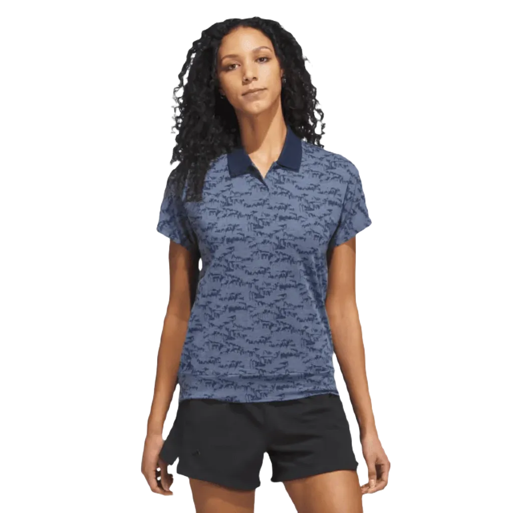 Adidas Women's Navy Print Golf Polo Shirt - Shop Now