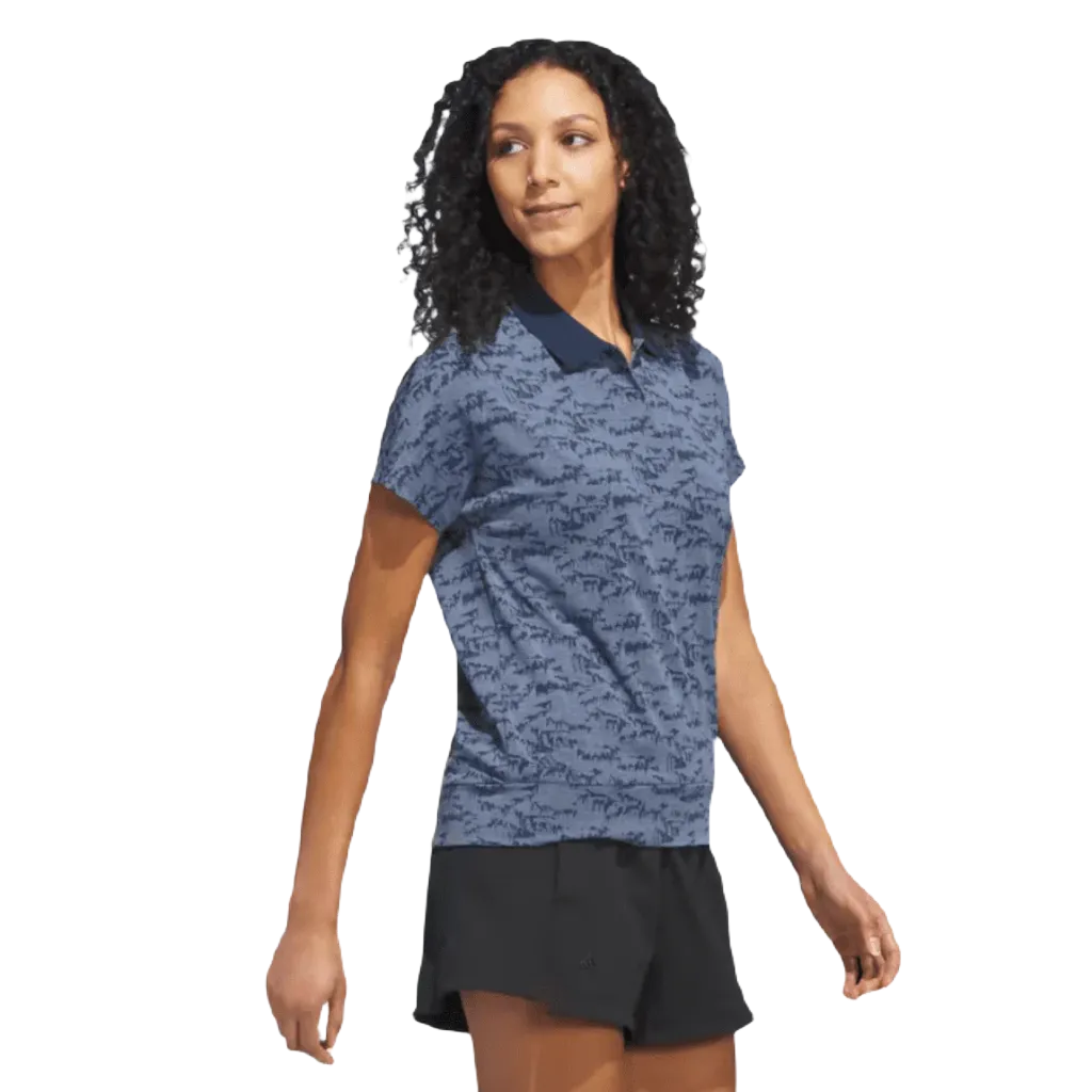 Adidas Women's Navy Print Golf Polo Shirt - Shop Now