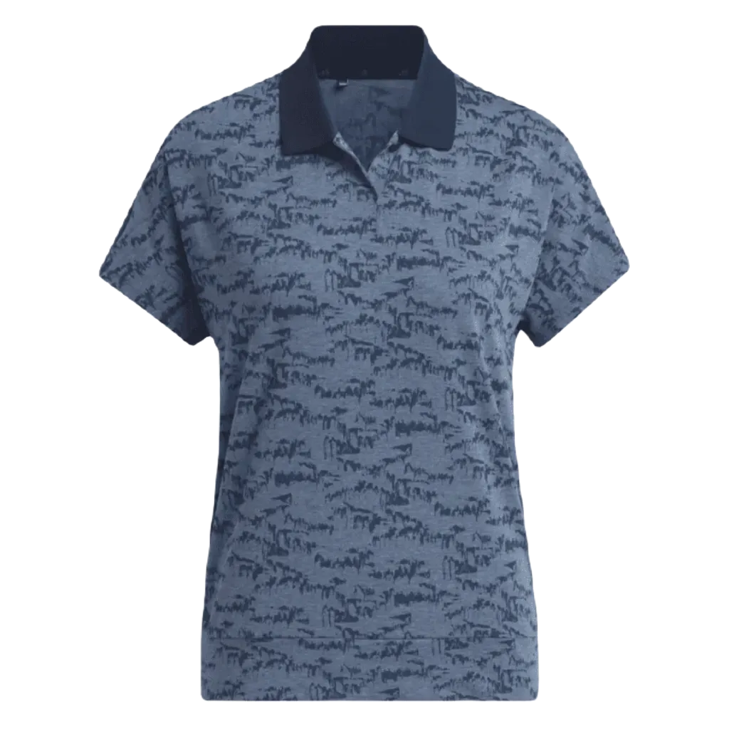 Adidas Women's Navy Print Golf Polo Shirt - Shop Now