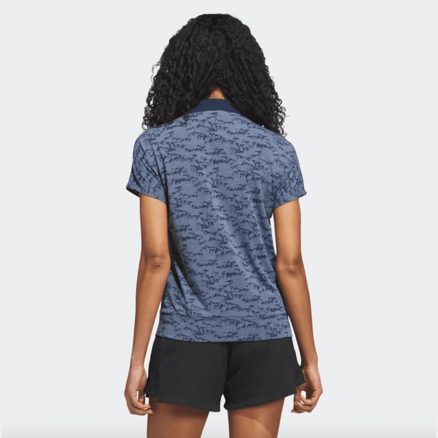 Adidas Ladies Navy Golf Polo Shirt - Go-To Printed