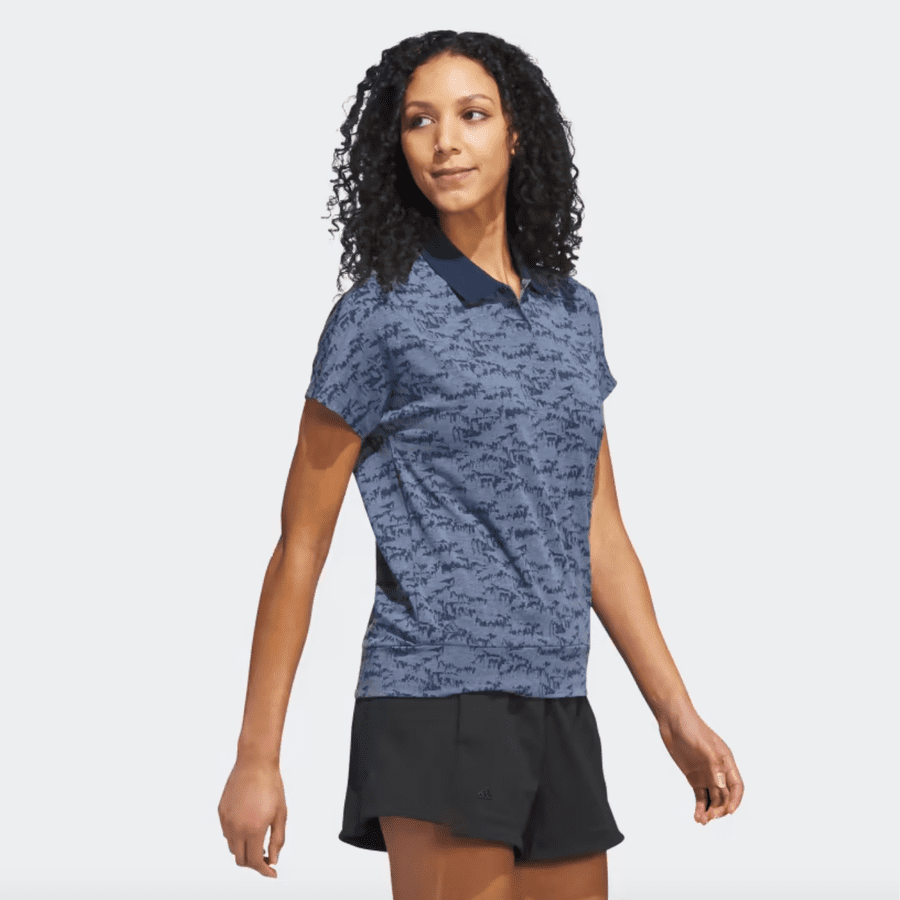 Adidas Ladies Navy Golf Polo Shirt - Go-To Printed