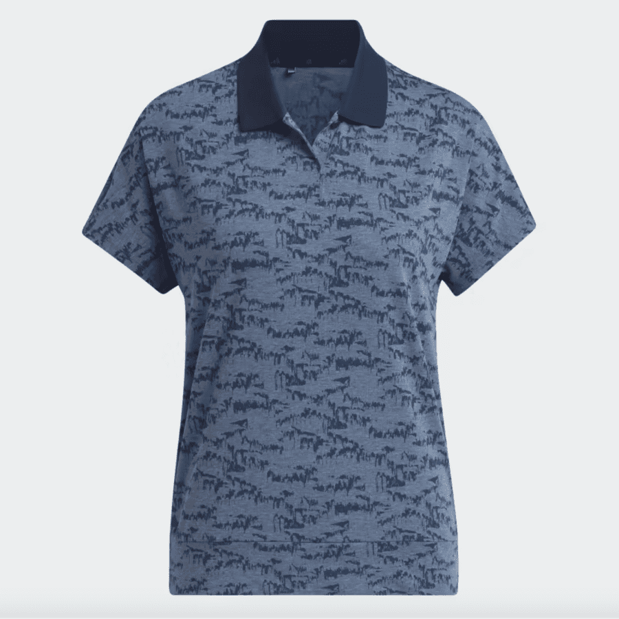 Adidas Ladies Navy Golf Polo Shirt - Go-To Printed