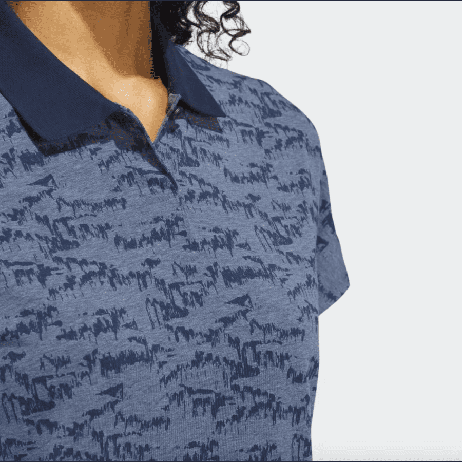 Adidas Ladies Navy Golf Polo Shirt - Go-To Printed