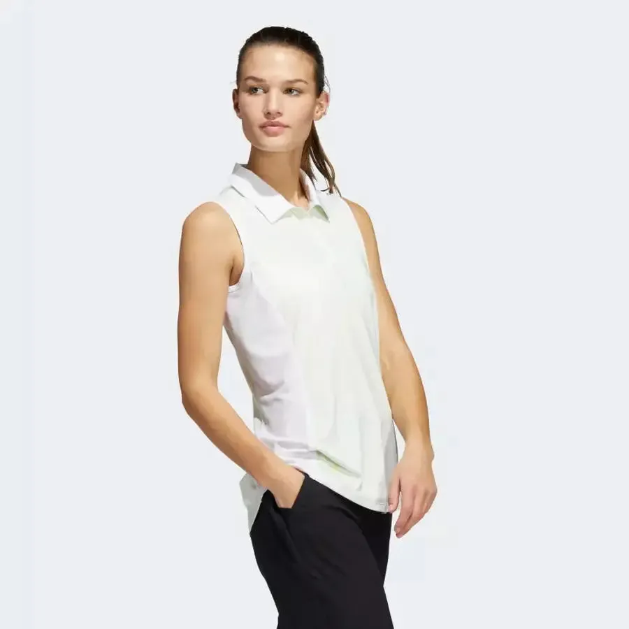 Adidas Women's Ultimate 365 Sleeveless Polo Shirt in White.