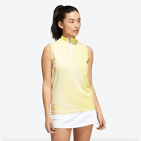 Adidas Ladies Yellow Primeknit Sleeveless Golf Polo Shirt