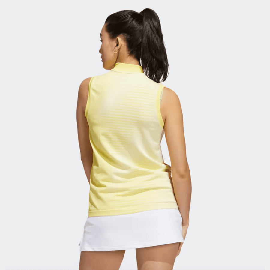 Adidas Ladies Yellow Primeknit Sleeveless Golf Polo Shirt