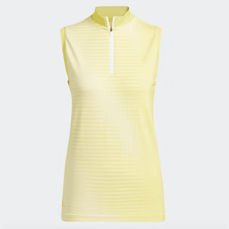 Adidas Ladies Yellow Primeknit Sleeveless Golf Polo Shirt