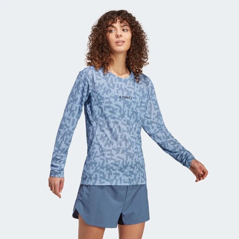 adidas Terrex Trail Running Women's Blue Lightweight Long Sleeve T-shirt