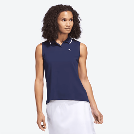 Adidas Women's Blue Piqué Sleeveless Golf Polo Shirt