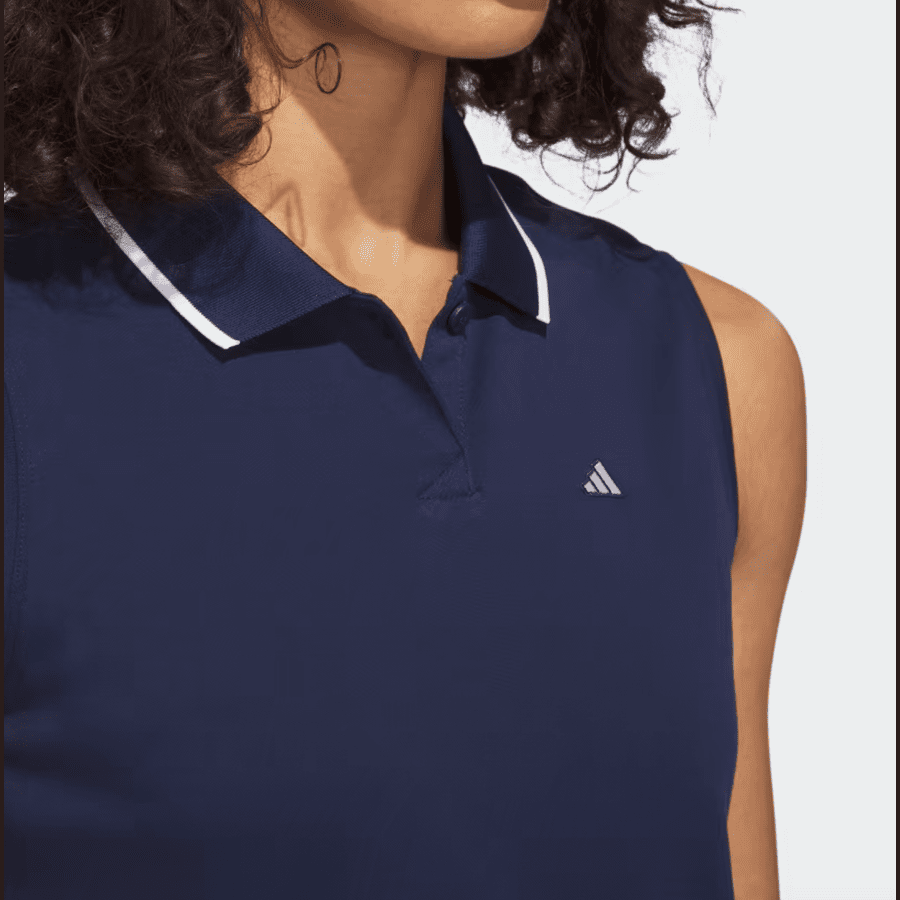 Adidas Women's Blue Piqué Sleeveless Golf Polo Shirt