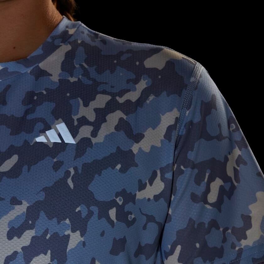 adidas Women's Camo Running T-Shirt - Blue/Pink - Fitness Top