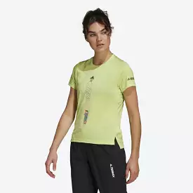 adidas Women's Lime Trail Running T-Shirt - Terrex Agravic Breathable Top