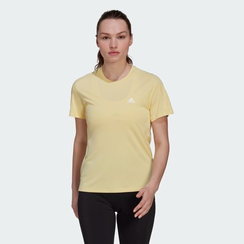 Adidas Women's Running Top Yellow - Run It Tee. Aeroready Fabric.