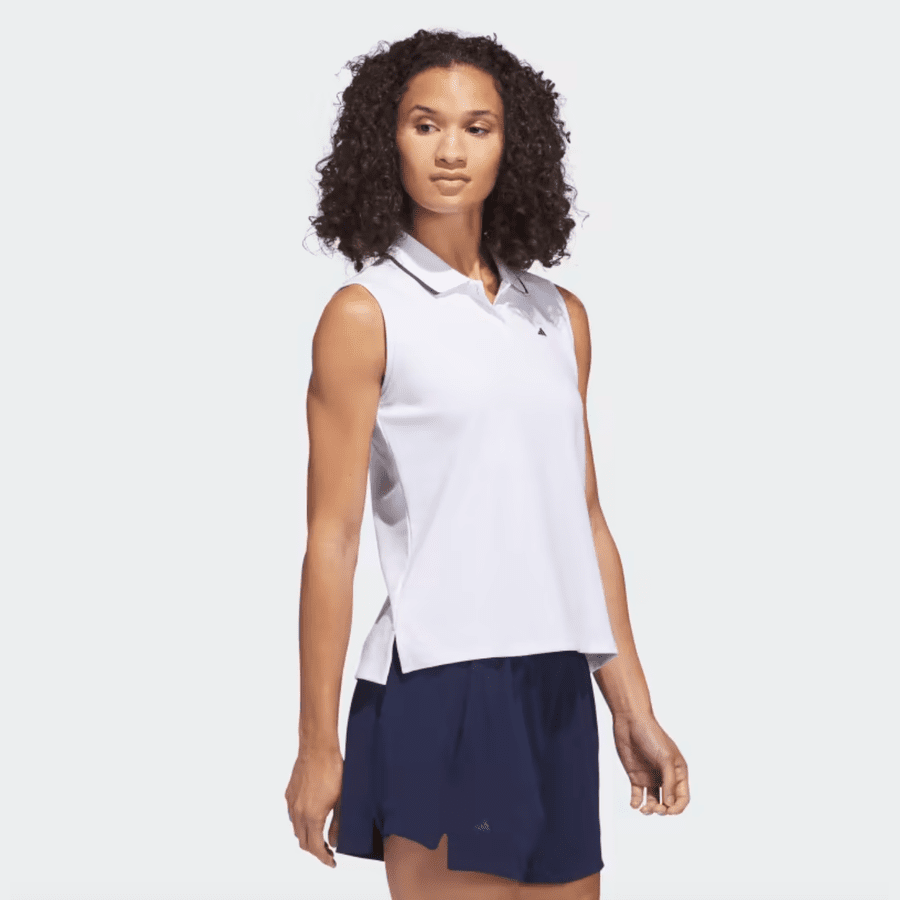 Adidas Women's White Sleeveless Golf Polo Shirt.