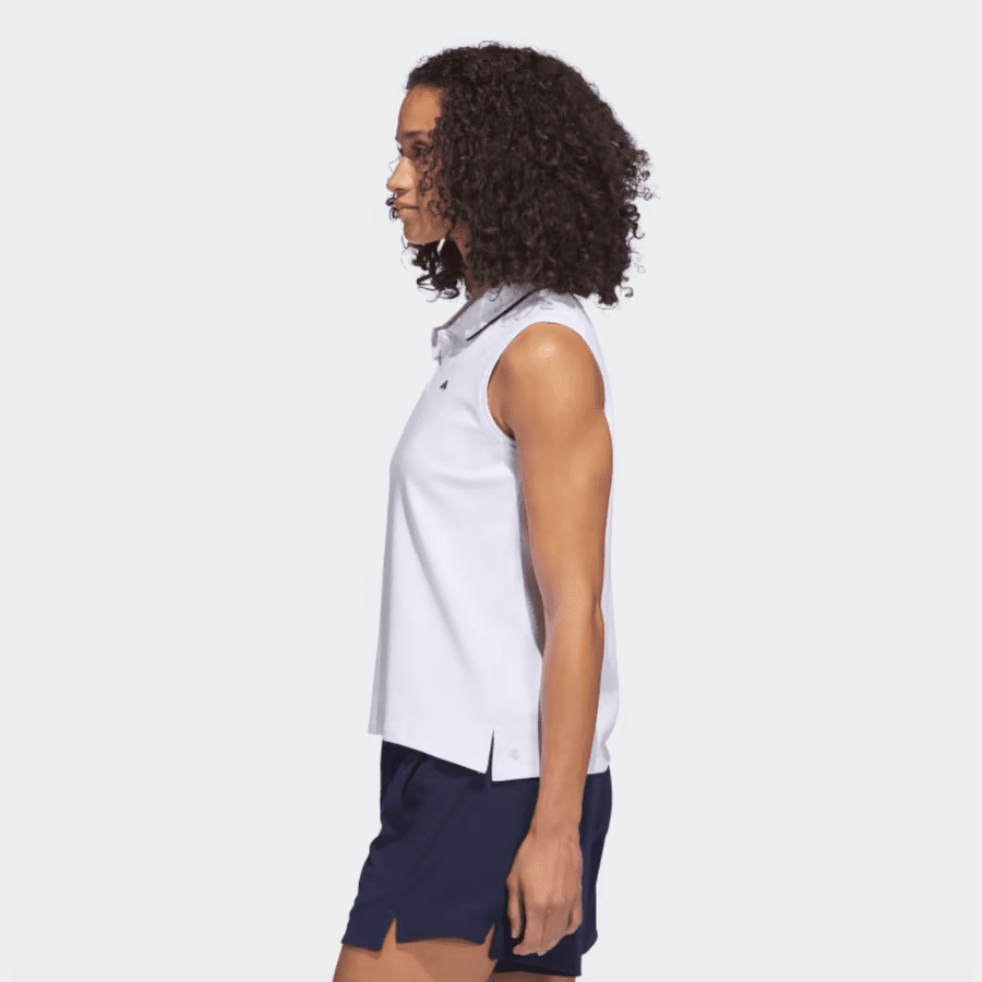 Adidas Women's White Sleeveless Golf Polo Shirt.