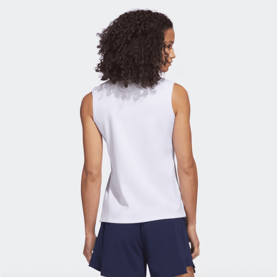 Adidas Women's White Sleeveless Golf Polo Shirt.