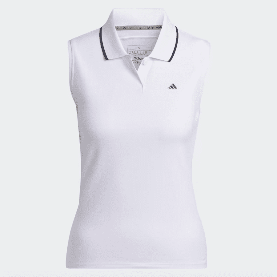 Adidas Women's White Sleeveless Golf Polo Shirt.