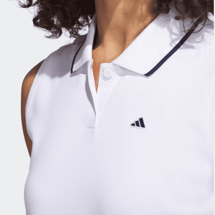 Adidas Women's White Sleeveless Golf Polo Shirt.