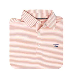 Albatross Polo - Peach and White Stripe