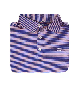 Albatross Polo - Royal Blue with Peach Stripe