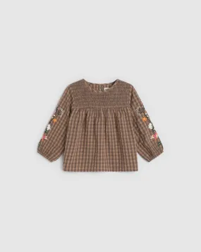 Alex Ant Amelia Coffee Gingham Top