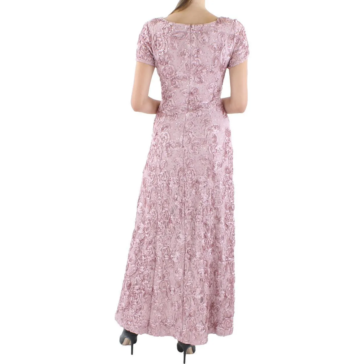 Alex Evenings Pink Embellished Lace A-Line Gown, Size 14 | Women's Eveningwear