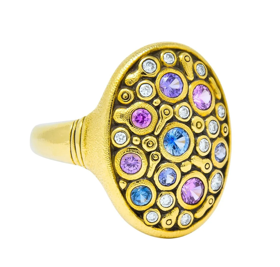 Alex Sepkus 1.80 CTW Diamond Sapphire Ring with 18K Gold Constellation Design