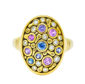 Alex Sepkus 1.80 CTW Diamond Sapphire Ring with 18K Gold Constellation Design