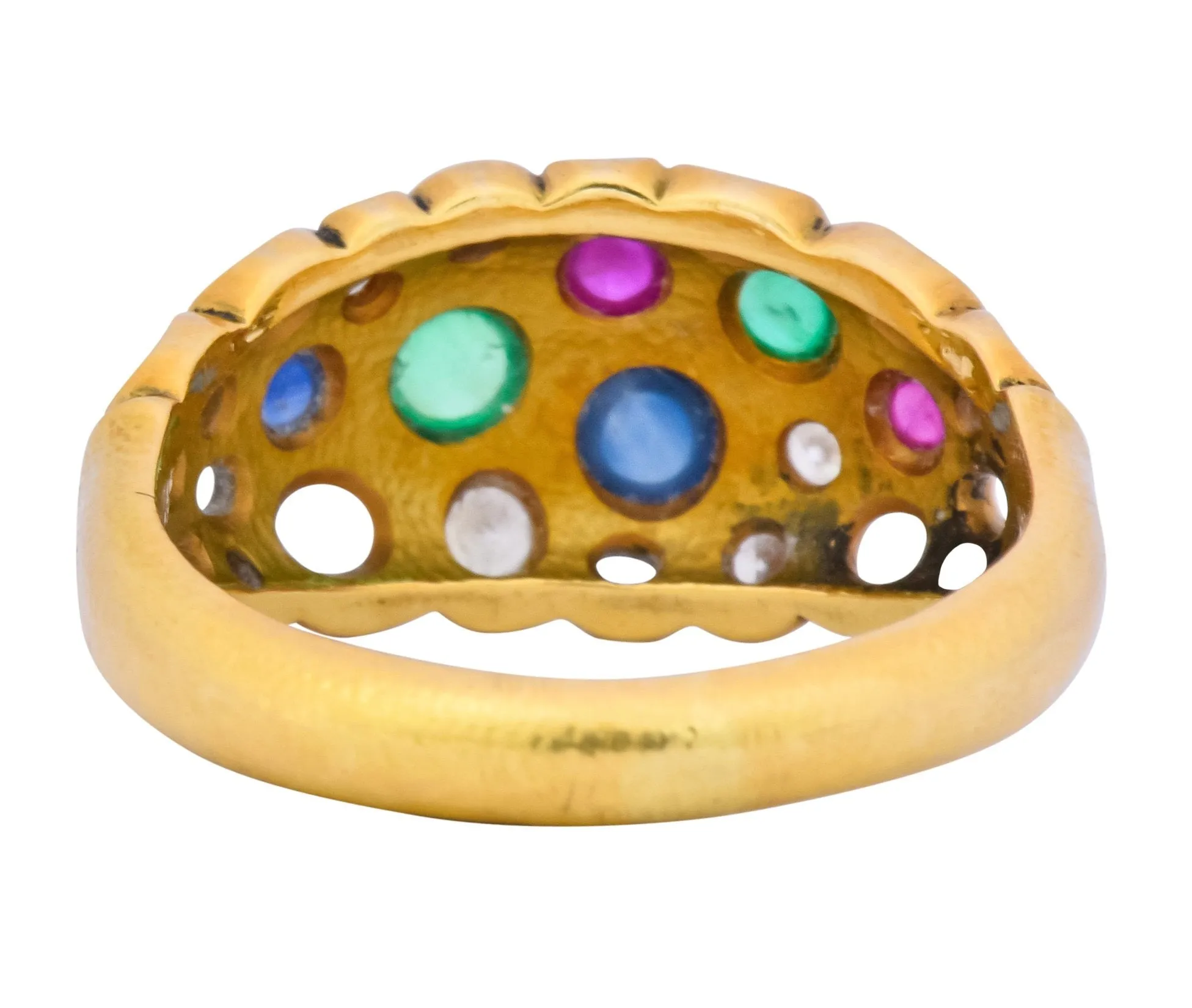 Alex Sepkus Cluster Ring Blue Sapphire Emerald Ruby Diamond 18K Gold