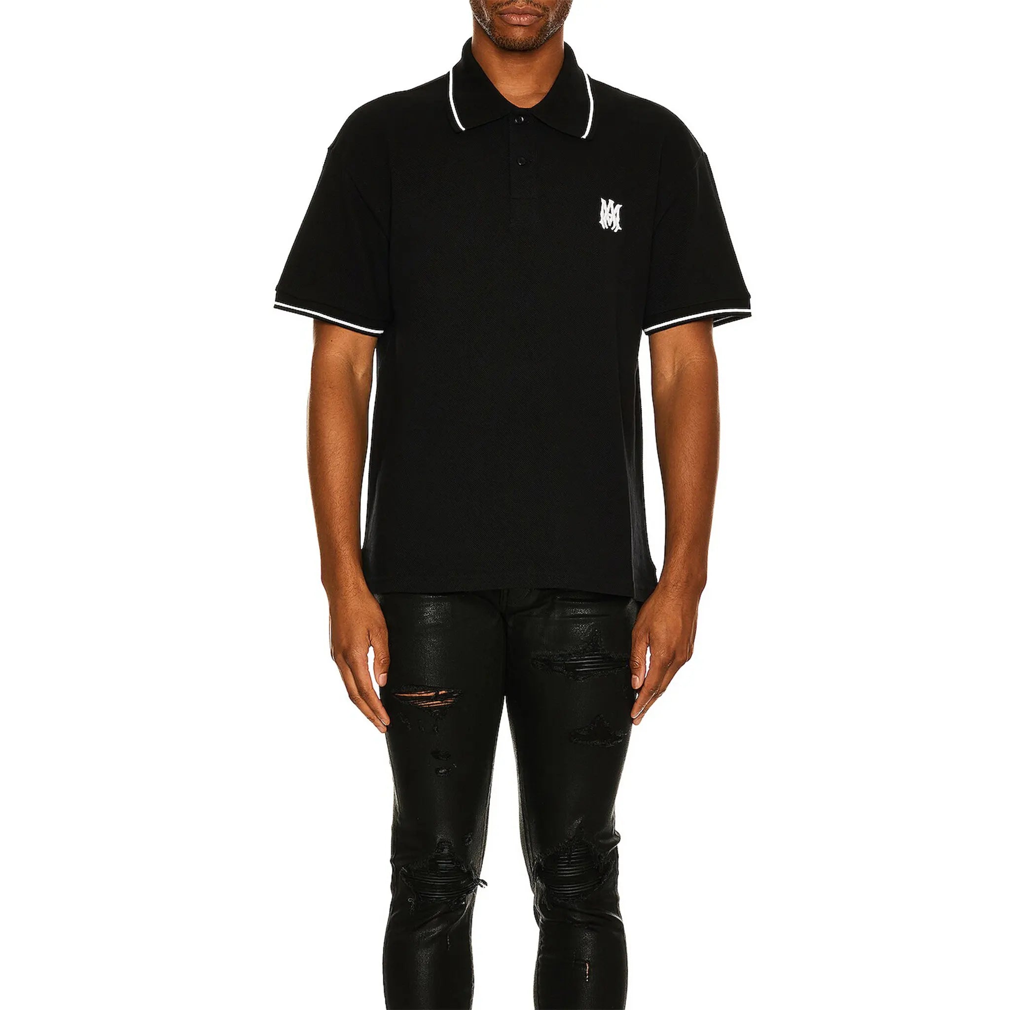 Amiri Black Polo Shirt, Short Sleeve, Solid