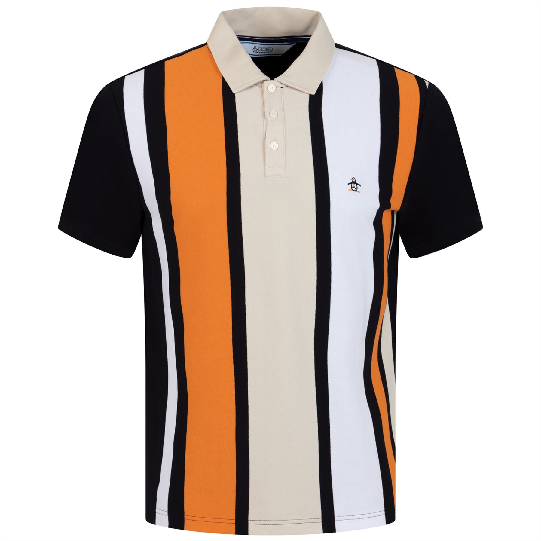 Archive Polo True Black Cotton with Vertical Stripe - AW23