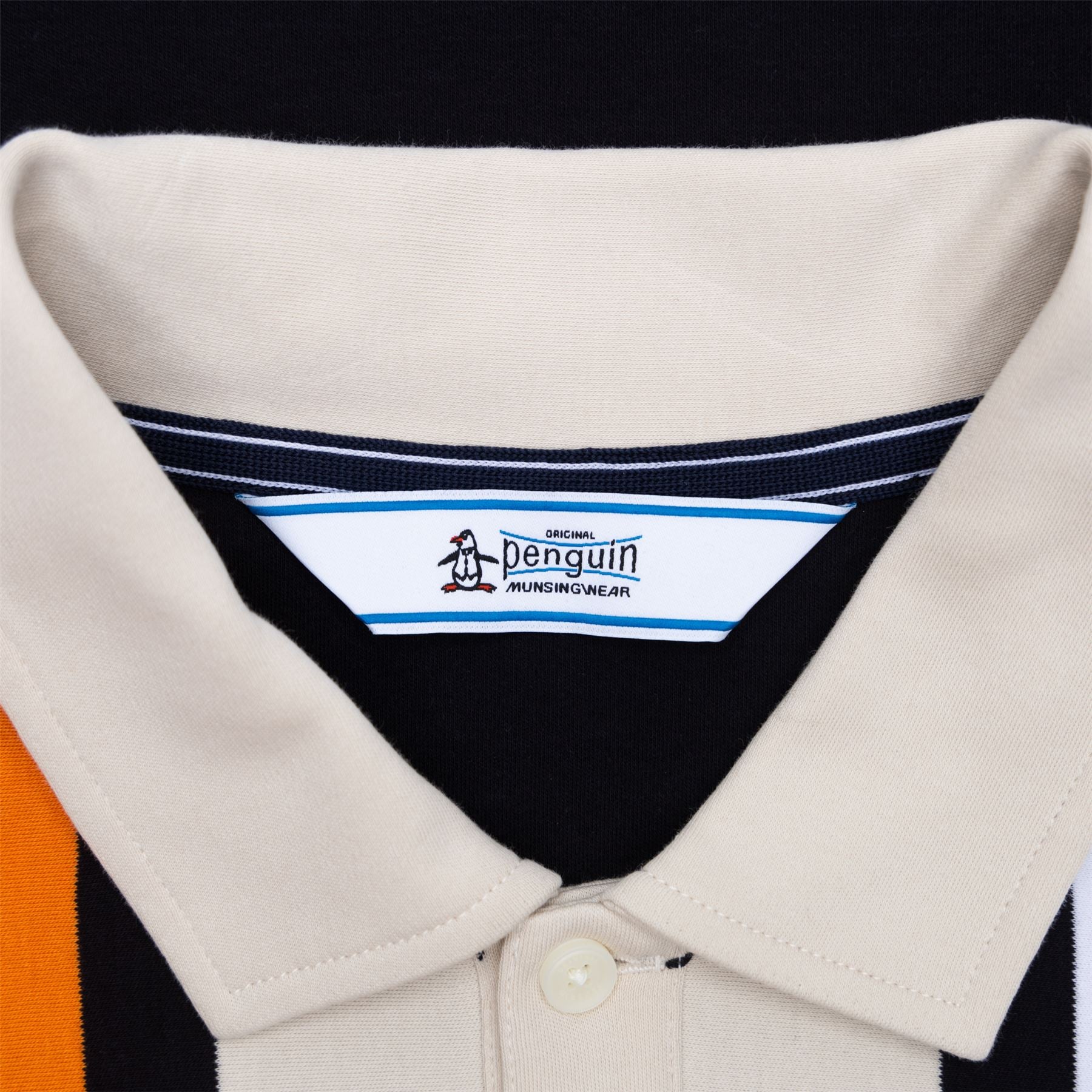 Archive Polo True Black Cotton with Vertical Stripe - AW23