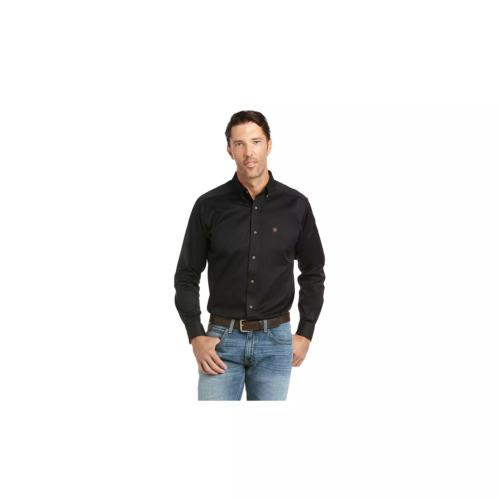 Ariat Black Fitted Twill Shirt - Long Sleeve, Casual Series