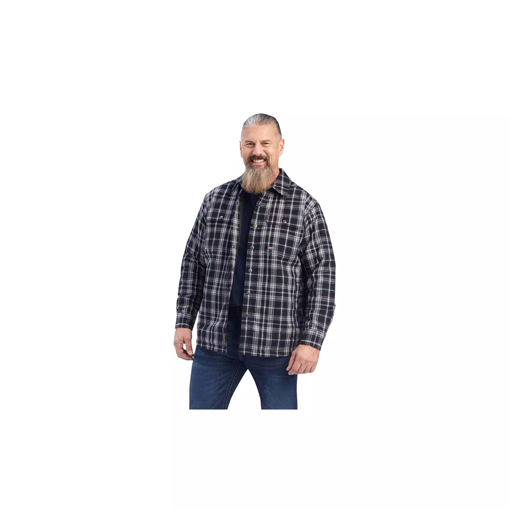 Ariat DuraStretch Flannel Insulated Shirt Jacket - Black Plaid.