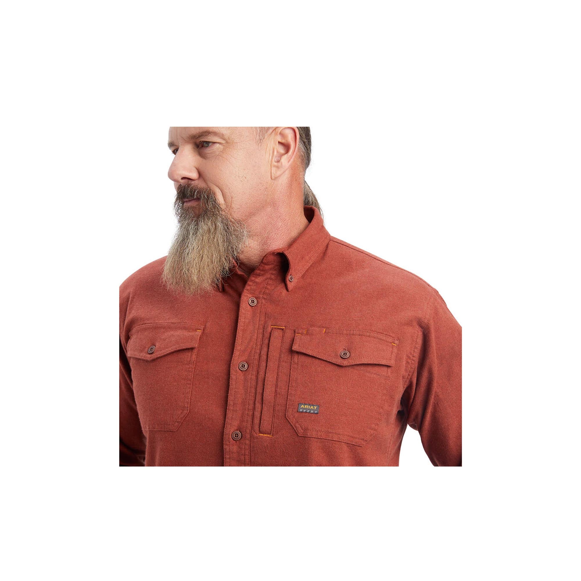 Ariat Flannel Durastretch Work Shirt - Long Sleeve - Cherry Mahogany