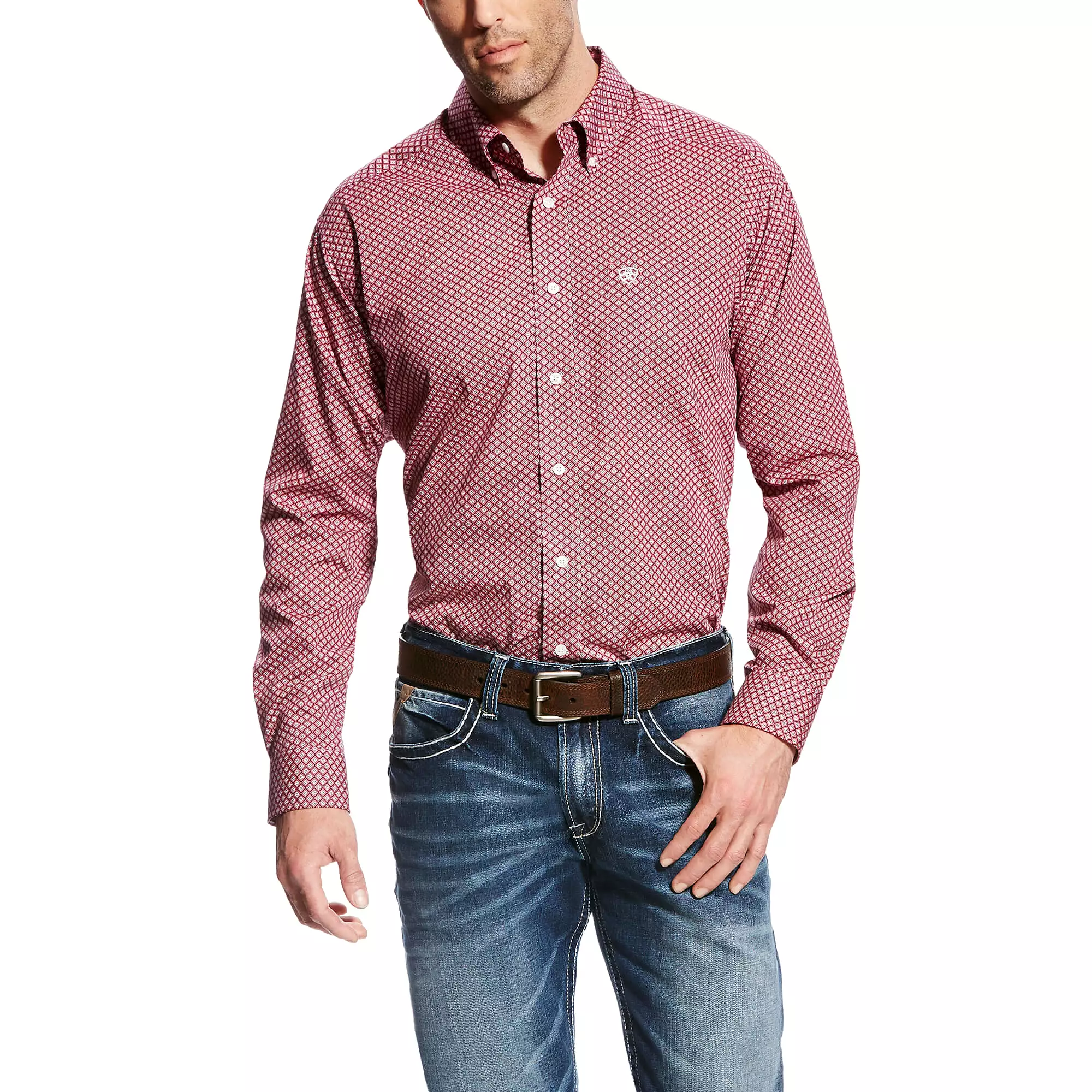 Ariat Jaxx Print Rose Cultivar Long Sleeve Shirt for Men.